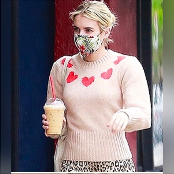 ARITZIA WILFRED CASHMERE WOOL  POESY Heart Pattern Beige Sweater SIZE LARGE NWOT - Picture 12 of 12